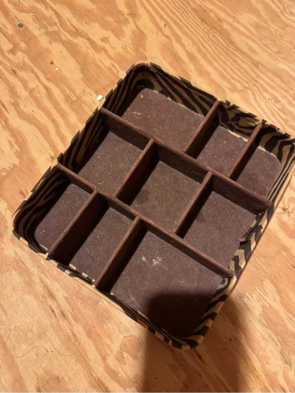 Brown Felt Jewelry Organizer Tray with Zebra Accent
